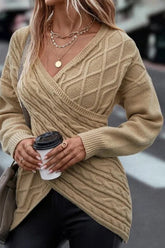 Blusa informal asimétrica con cuello en V y tirantes cruzados (5 colores)